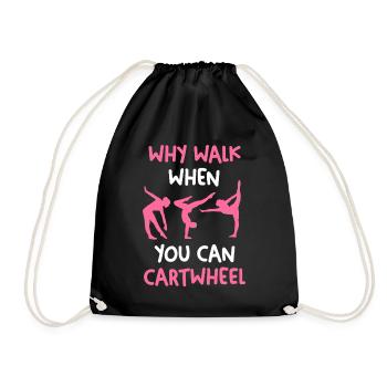 Cartwheel statt Gehen Fitness Spruch - Turnbeutel - Schwarz - Vorne