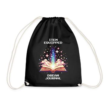 Dream Journal Equipped | Lucid dream, dreams - Drawstring Bag - black - Front