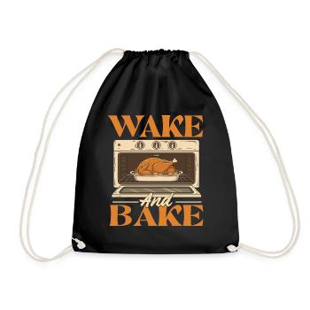 Wake And Bake Funny Thanksgiving Autumn Style - Drawstring Bag - black - Front