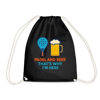 Padel Und Bier Darum bin ich hier Fun Padel - Turnbeutel - Schwarz - Vorne