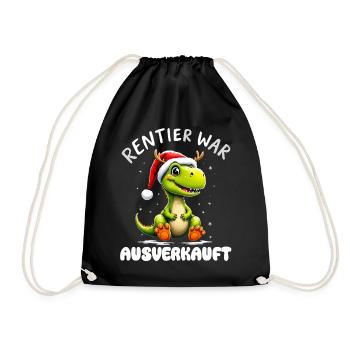 Christmas Dino Saying Reindeer was sold out - Drawstring Bag - black - Front