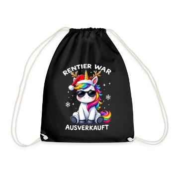 Rentier War Ausverkauft Weihnachten Einhorn - Turnbeutel - Schwarz - Vorne