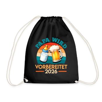 Father-to-be DAD IS PREPARED 2026 - Drawstring Bag - black - Front