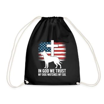 En Dieu, nous avons confiance que mon chien veille à mes six croix - Sac de sport léger - noir - Devant
