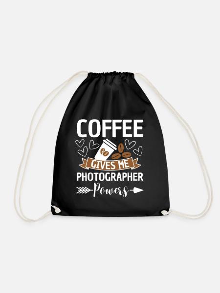 Kaffee Fotograf Zitat Koffein - Turnbeutel - Schwarz