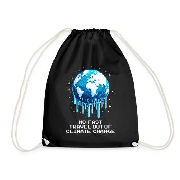 No fast travel out of the climate crisis | Climate - Drawstring Bag - black - Front