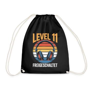 Level 11 Geburtstag Freigeschaltet - Turnbeutel - Schwarz - Vorne