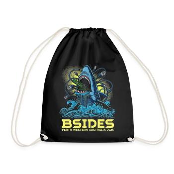 Shark Beat BSIDES Perth 2025 - Turnbeutel - Schwarz - Vorne