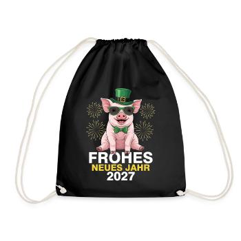 Frohes Neues Jahr 2027 - Turnbeutel - Schwarz - Vorne