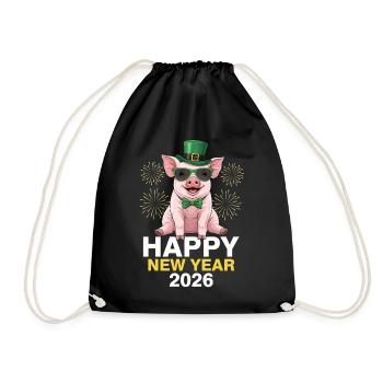Happy New Year 2026 - Drawstring Bag - black - Front