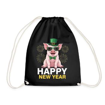Happy New Year - Turnbeutel - Schwarz - Vorne