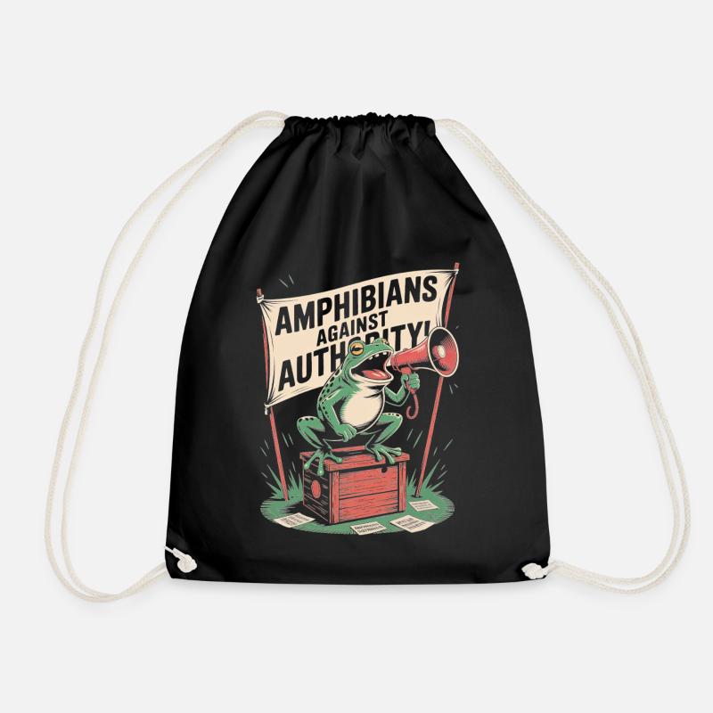 Amphibians Against Authority Portland - Drawstring Bag - black