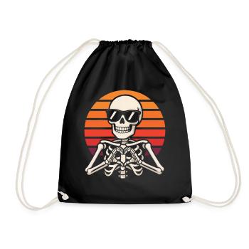 Skelett Halloween Retro Vintage Gruseliges Design - Turnbeutel - Schwarz - Vorne