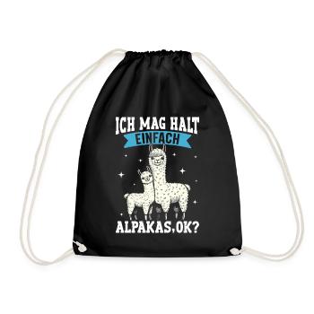 Alpaka Fan ICH MAG HALT EINFACH ALPAKAS Lustig - Turnbeutel - Schwarz - Vorne