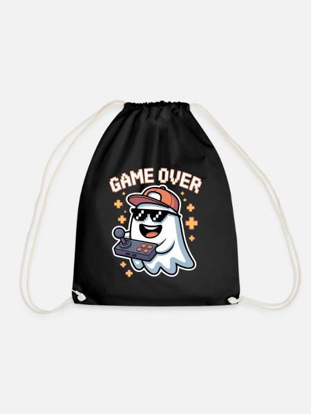 Retro Gamer Halloween Geist - Turnbeutel - Schwarz