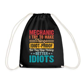 Mechanic Mechatronics Technician Handyman Gift - Drawstring Bag - black - Front
