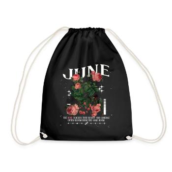 Geburtsblumen Geburtsblume Juni Rose - Turnbeutel - Schwarz - Vorne