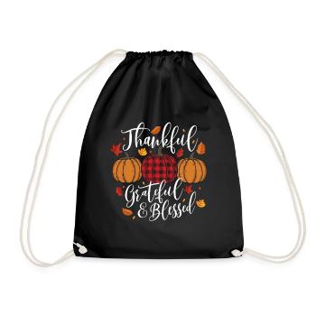 Dankbar Dankbar Thanksgiving Herbst - Turnbeutel - Schwarz - Vorne