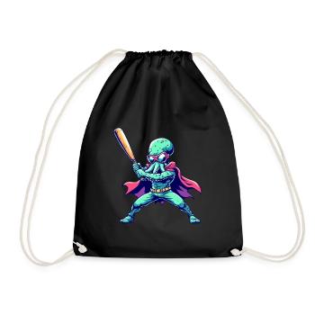 Baseball Oktopus Superheld - Turnbeutel - Schwarz - Vorne