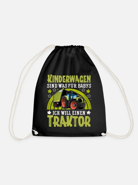 Traktor Kinder Lustiger Spruch - Turnbeutel - Schwarz