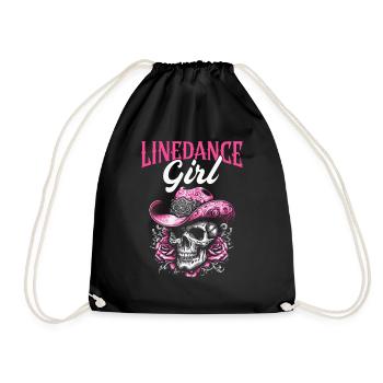 Line Dance Girl Cowboy Line Dancer Line Dance - Drawstring Bag - black - Front