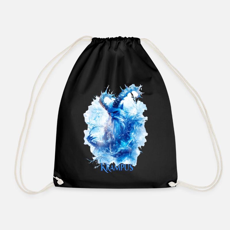 Krampus Eisblau – Mystisches Wintermotiv Folklore - Drawstring Bag - black