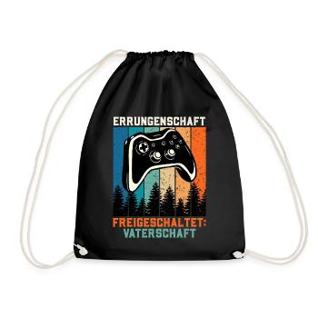 Soon Dad ACHIEVEMENT UNLOCKED Retro - Drawstring Bag - black - Front