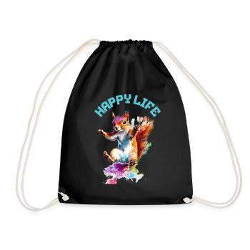 Happy Life Squirrel Design - Sac de sport léger - noir - Devant