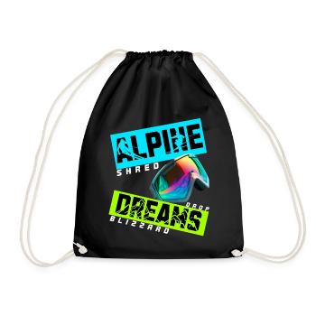 Alpine Dreams | Ski Winter Design - Drawstring Bag - black - Front