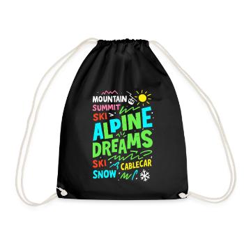 Alpine Dreams Ski & Snow Mountain Design - Drawstring Bag - black - Front