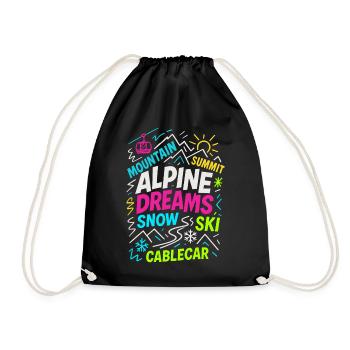 Rêves alpins | Conception de skis d’hiver - Sac de sport léger - noir - Devant