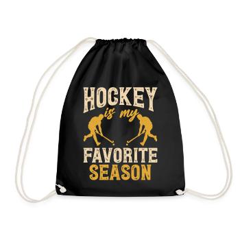 Hockey Eishockey Eishockeyspieler Geschenk - Drawstring Bag - black - Front