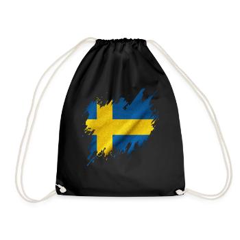 Drapeau de la Suède, style déchiré - Sac de sport léger - noir - Devant