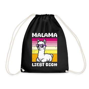 Soon to be mom MALAMA LOVES YOU Funny - Drawstring Bag - black - Front