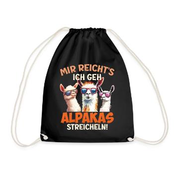 Alpaka MIR REICHT'S ICH GEH ALPAKAS STREICHELN - Turnbeutel - Schwarz - Vorne