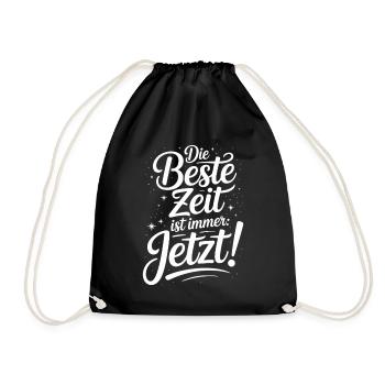The best time is always live now Carpe Diem - Drawstring Bag - black - Front