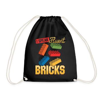 Building Blocks Kids Brick Builder - Drawstring Bag - black - Front