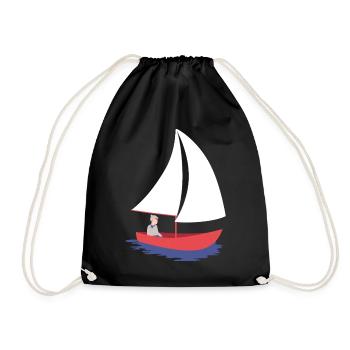 Nautic Design Sailboat Serenity in Red Hull - Drawstring Bag - black - Front