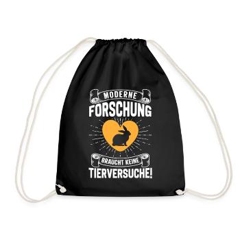 Tierschutz MODERNE FORSCHUNG BRAUCHT KEINE - Turnbeutel - Schwarz - Vorne