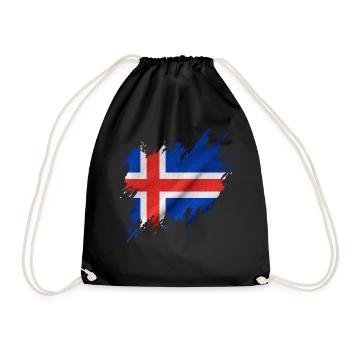 Drapeau islandais, style déchiré - Sac de sport léger - noir - Devant