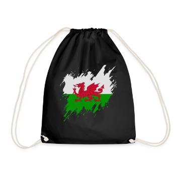 Flag of Wales, torn style - Drawstring Bag - black - Front