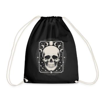 Gothic Totenschädel mit Mondphasen mystisches Design - Turnbeutel - Schwarz - Vorne