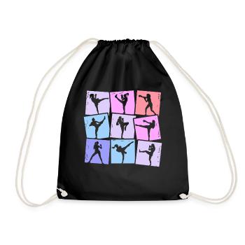 Kickboxen Kickboxer Muay Thai Damen Mädchen - Turnbeutel - Schwarz - Vorne