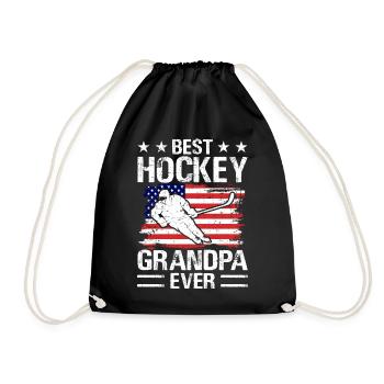 Hockey Eishockey Eishockeyspieler Opa Geschenk - Turnbeutel - Schwarz - Vorne