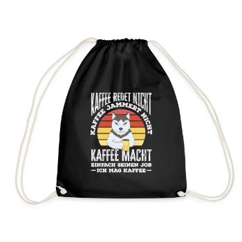 Coffee doesn't talk – I like coffee - Drawstring Bag - black - Front