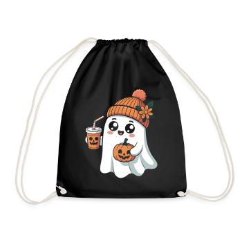 Niedliches Geist Mit Pumpkin Spice Latte Und - Turnbeutel - Schwarz - Vorne