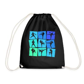 Kickboxen Kickboxer Muay Thai Jungen Kinder - Turnbeutel - Schwarz - Vorne