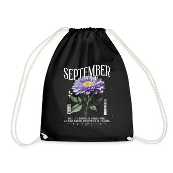 Geburtsblumen Geburtsblume September Aster - Turnbeutel - Schwarz - Vorne