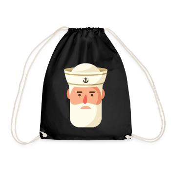 Nautic Design Old Salt Sailor Cartoon - Drawstring Bag - black - Front