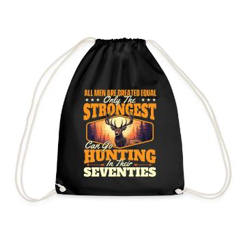 Only Strongest Go Hunting Funny Quote - Drawstring Bag - black - Front